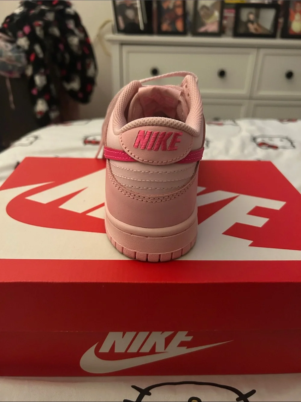 Nike Dunk Low Pink with Bright Pink Swoosh